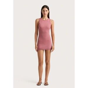 Faithfull The Brand Maceio Mini Dress Womens 2 Pink Vermillion Stripe